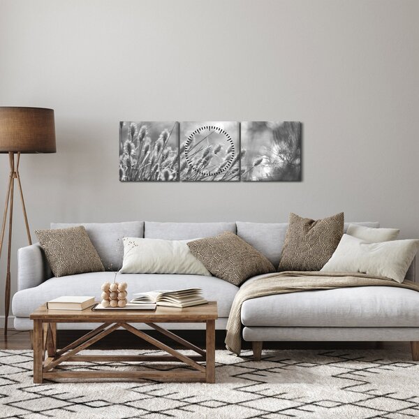 Obraz - Beżowa miękka trawa N⁰1 (z zegarem) (90x30 cm)