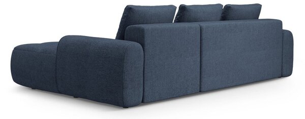 Ciemnoniebieski rozkładany/ze schowkiem narożnik (prawostronny/z szezlongiem) Linz – Cosmopolitan Design