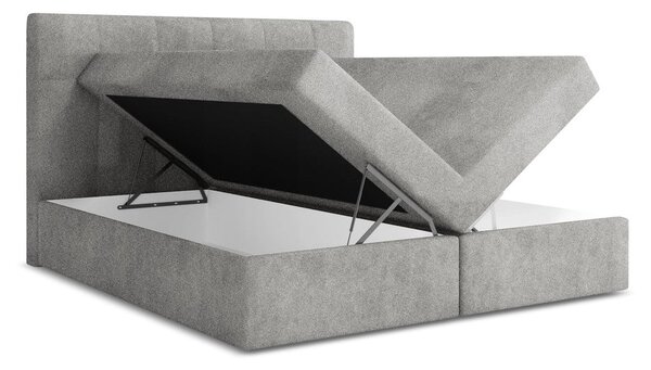 Jasnoszare łóżko kontynentalne ze schowkiem 140x200 cm Palta – Makamii