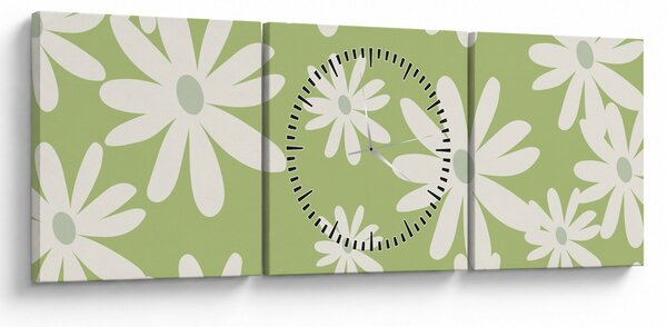 Obraz - Hipisi, zielone kwiaty N⁰1 (z zegarem) (90x30 cm)