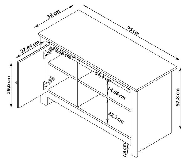 Szaro-naturalna szafka pod TV w dekorze dębu 95x58 cm Emerald – Støraa