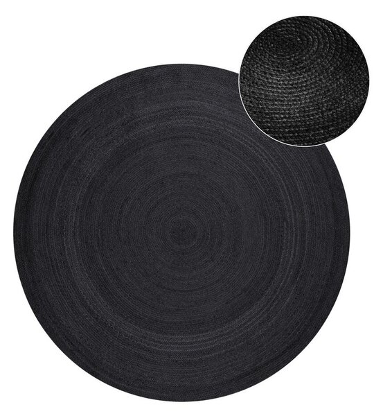 Czarny okrągły dywan z juty dwustronny/tkany ręcznie ø 200 cm Braided – Hanse Home