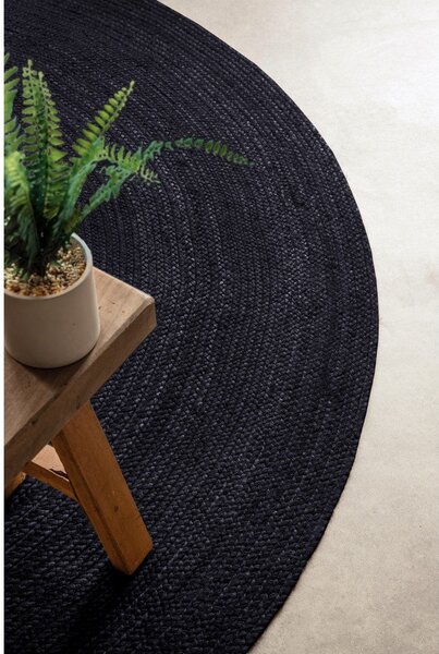 Czarny okrągły dywan z juty dwustronny/tkany ręcznie ø 200 cm Braided – Hanse Home
