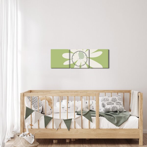 Obraz - Hipisi, zielone kwiaty N⁰2 (z zegarem) (90x30 cm)