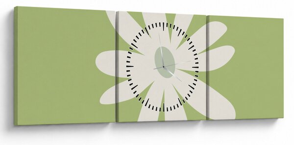 Obraz - Hipisi, zielone kwiaty N⁰2 (z zegarem) (90x30 cm)