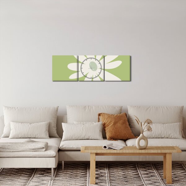 Obraz - Hipisi, zielone kwiaty N⁰2 (z zegarem) (90x30 cm)