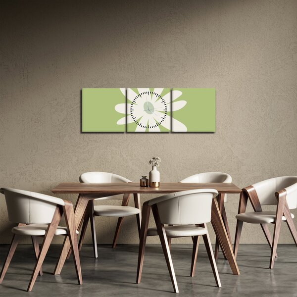 Obraz - Hipisi, zielone kwiaty N⁰2 (z zegarem) (90x30 cm)