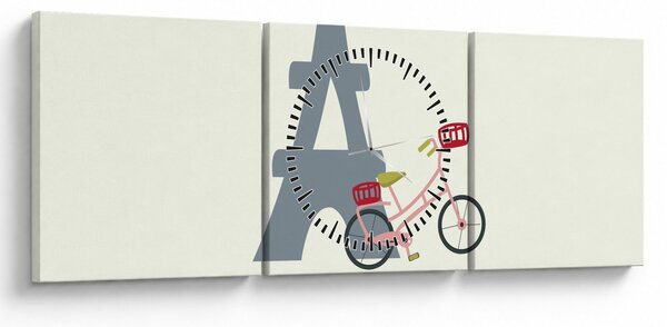 Obraz - Miasta Europy N⁰1 (z zegarem) (90x30 cm)