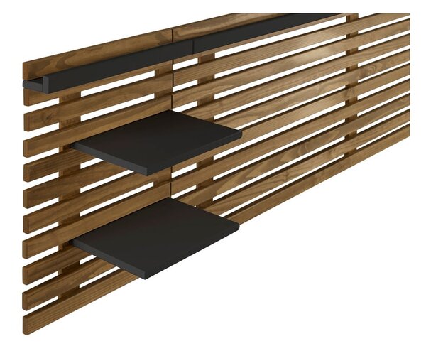 Zagłówek z drewna sosnowego z czarnymi elementami 240x62 cm Nidra – Marckeric