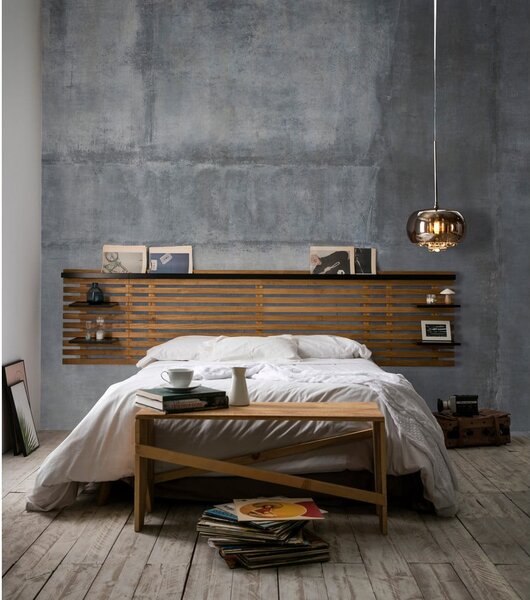 Zagłówek z drewna sosnowego z czarnymi elementami 240x62 cm Nidra – Marckeric