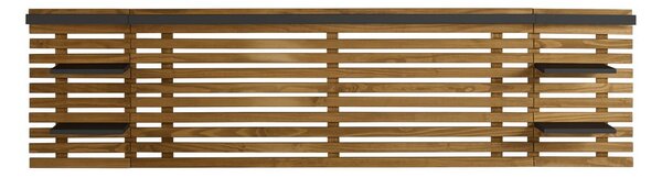 Zagłówek z drewna sosnowego z czarnymi elementami 240x62 cm Nidra – Marckeric