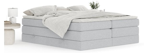 Jasnoszare łóżko kontynentalne ze schowkiem bez zagłówka 140x200 cm Juniper – Maison de Rêve