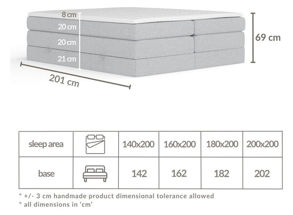Jasnoszare łóżko kontynentalne ze schowkiem bez zagłówka 140x200 cm Juniper – Maison de Rêve