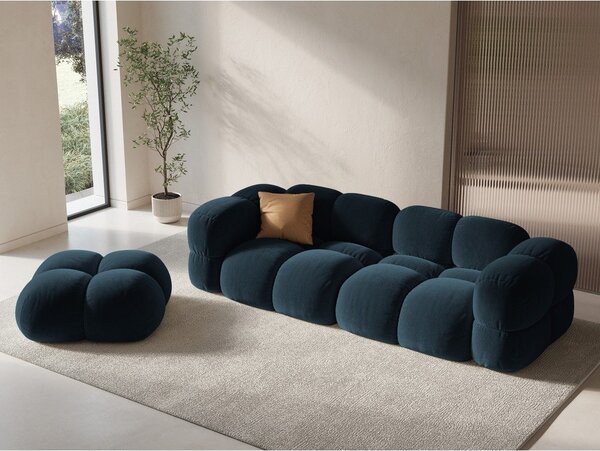 Ciemnoniebieska aksamitna sofa 250 cm Loretto – Cosmopolitan Design