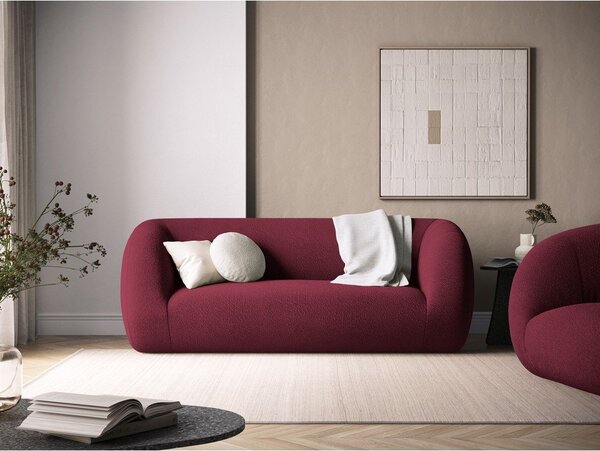 Bordowa sofa z materiału bouclé 210 cm Essen – Cosmopolitan Design