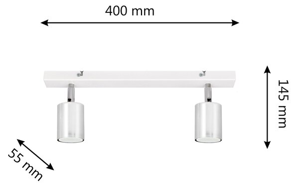 Lampa metalowa na listwie biało-chromowa TUNE II R-L 1927/2 WT+CH+CH