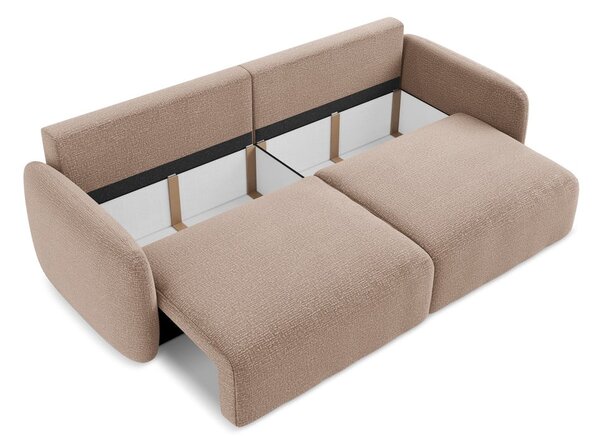 Jasnobrązowa rozkładana/ze schowkiem sofa 238 cm Kalena – Makamii
