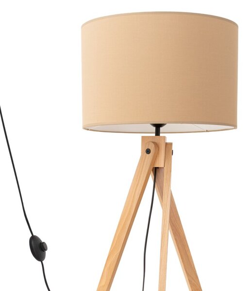 Lampa stojąca podłogowa z abażurem taupe trójnóg drewniany 1xE27 15W SKUMRA Pure Lume