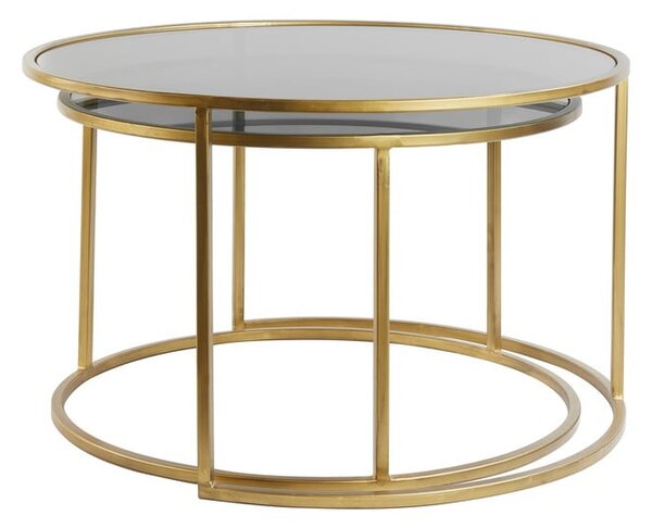 Szklane okrągłe stoliki w kolorze złotym zestaw 2 szt. ø 75 cm Duarte – Light & Living
