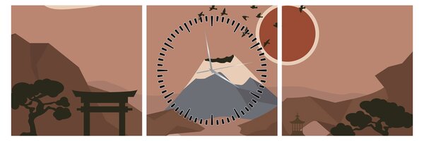 Obraz - Japonia N⁰1 (z zegarem) (90x30 cm)