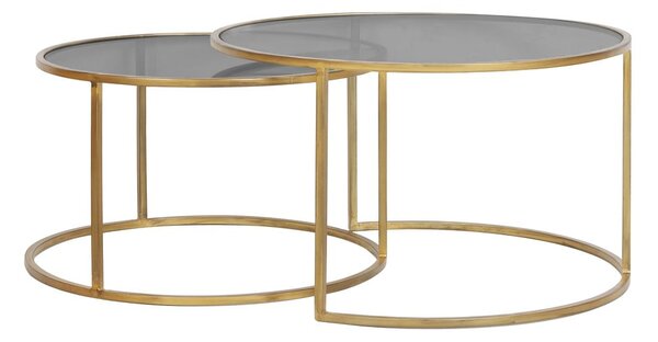Szklane okrągłe stoliki w kolorze złotym zestaw 2 szt. ø 75 cm Duarte – Light & Living