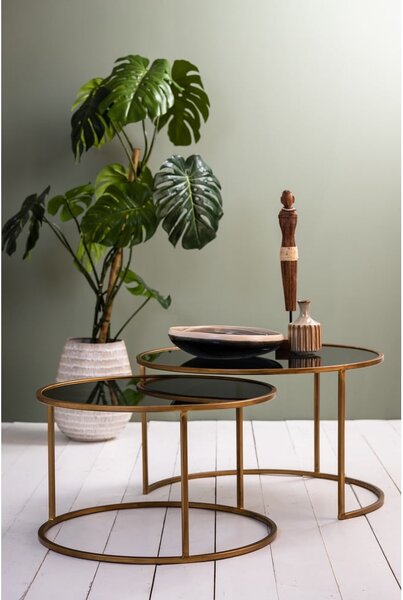 Szklane okrągłe stoliki w kolorze złotym zestaw 2 szt. ø 75 cm Duarte – Light & Living