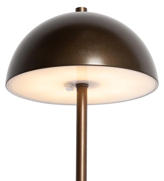 Zestaw 2 lamp stołowych zewnętrznych ciemny brąz ładowalnych z LED z 3-stopniowym ściemnianiem - Keira