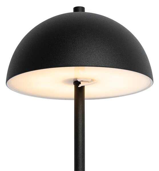 Zestaw 2 lamp stołowych zewnętrznych Grzyb czarny akumulatorowy - Keira