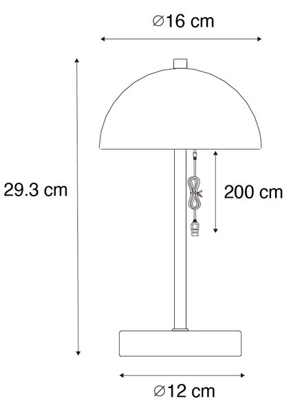 Zestaw 2 lamp stołowych zewnętrznych Grzyb czarny akumulatorowy - Keira