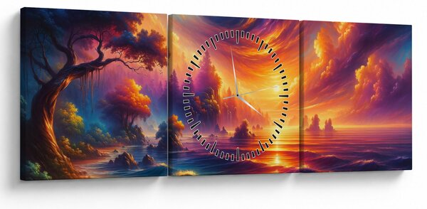 Obraz - Magiczny świat (z zegarem) (90x30 cm)