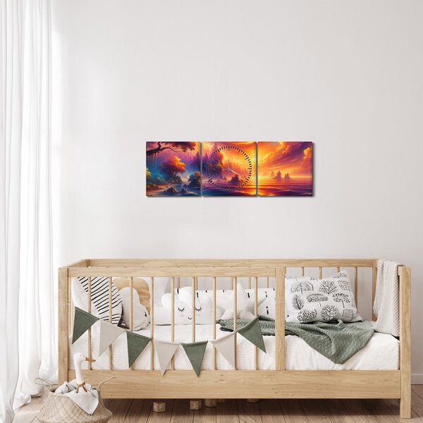 Obraz - Magiczny świat (z zegarem) (90x30 cm)
