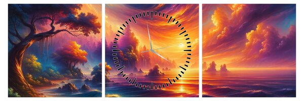 Obraz - Magiczny świat (z zegarem) (90x30 cm)