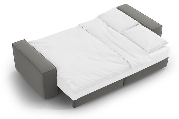 Jasnoszara aksamitna rozkładana/ze schowkiem sofa 247 cm Jodie – Micadoni
