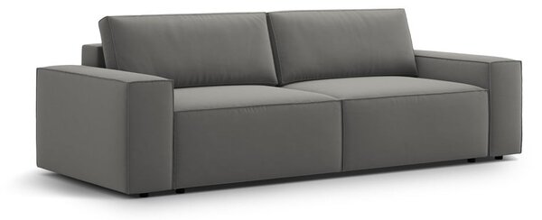 Jasnoszara aksamitna rozkładana/ze schowkiem sofa 247 cm Jodie – Micadoni