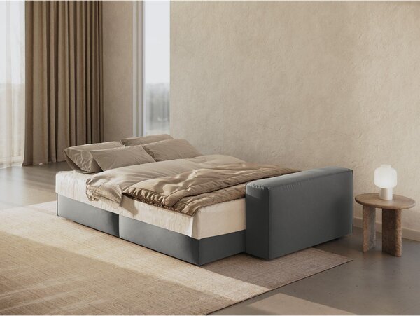 Jasnoszara aksamitna rozkładana/ze schowkiem sofa 247 cm Jodie – Micadoni