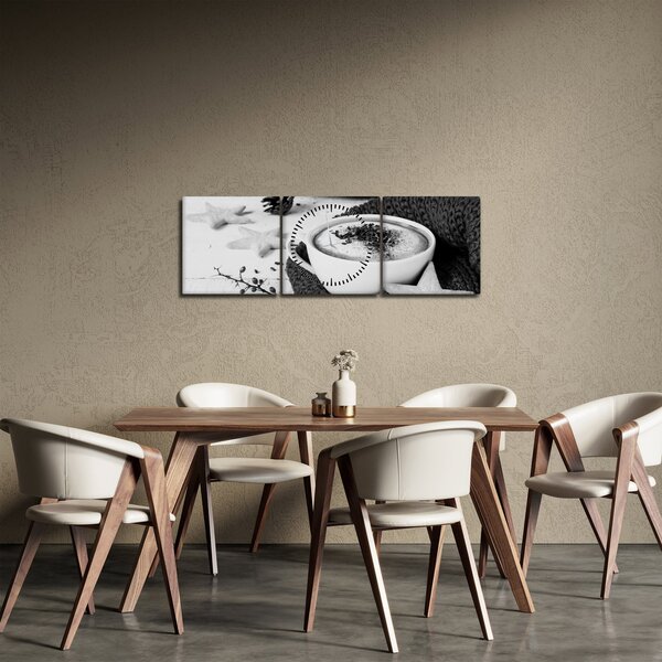 Obraz - Zimowe cappuccino (z zegarem) (90x30 cm)
