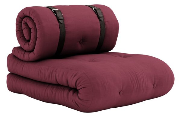 Fotel rozkładany ze skórzanym paskiem Karup Design Buckle Up Light Bordeaux