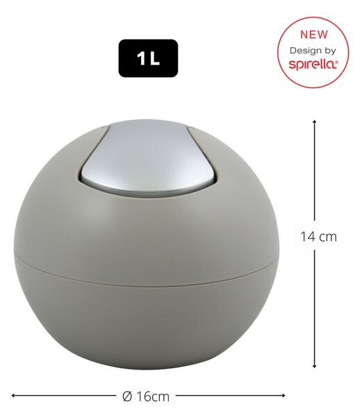 Szarobrązowy plastikowy kosz na śmieci 1 l Bowl Matt – Spirella