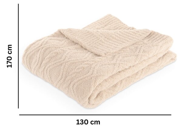 Koc z mikropluszu w kolorze kości słoniowej 130x170 cm Aspen – Tiseco Home Studio
