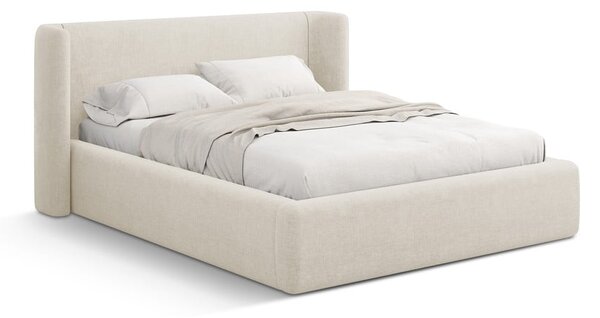 Kremowe tapicerowane łóżko dwuosobowe ze schowkiem ze stelażem 200x200 cm Jason – Windsor & Co Sofas