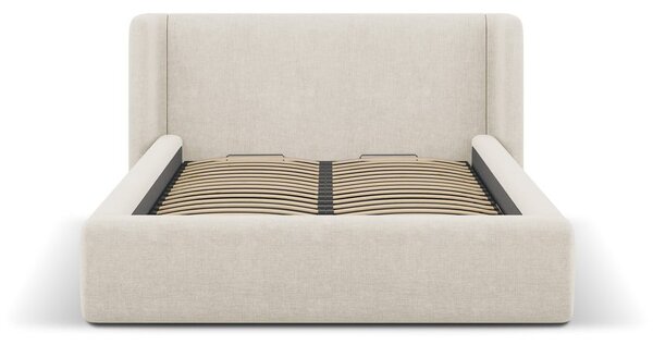 Kremowe tapicerowane łóżko dwuosobowe ze schowkiem ze stelażem 200x200 cm Jason – Windsor & Co Sofas
