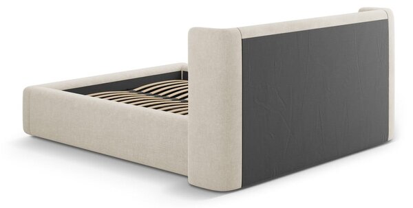 Kremowe tapicerowane łóżko dwuosobowe ze schowkiem ze stelażem 200x200 cm Jason – Windsor & Co Sofas