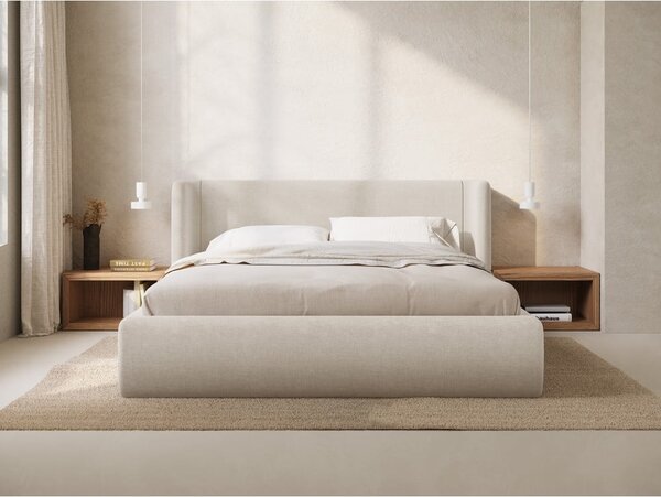 Kremowe tapicerowane łóżko dwuosobowe ze schowkiem ze stelażem 200x200 cm Jason – Windsor & Co Sofas