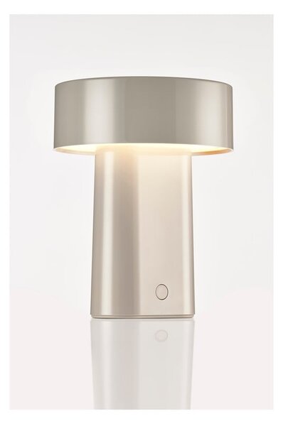 Szarobeżowa plastikowa lampa stołowa LED (wysokość 18 cm) Oblong – Zone