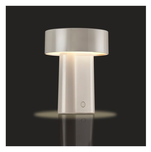 Szarobeżowa plastikowa lampa stołowa LED (wysokość 18 cm) Oblong – Zone