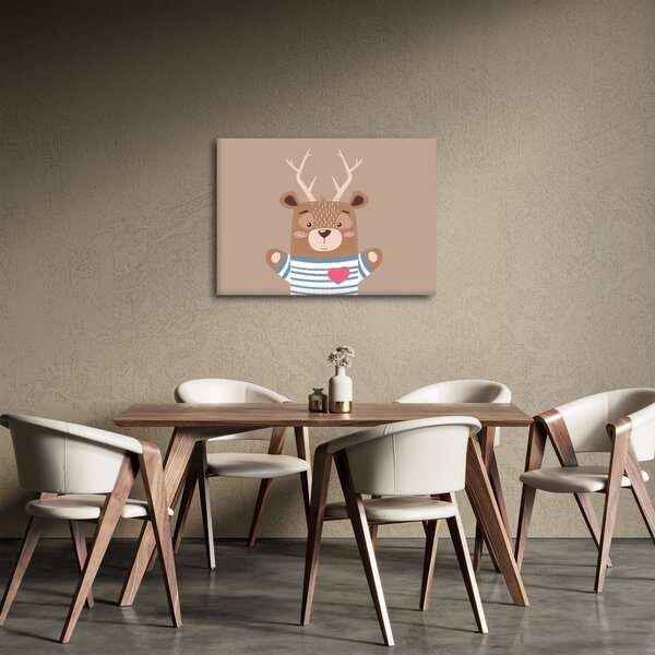 Obraz - Jeleń w koszuli w paski (70x50 cm)