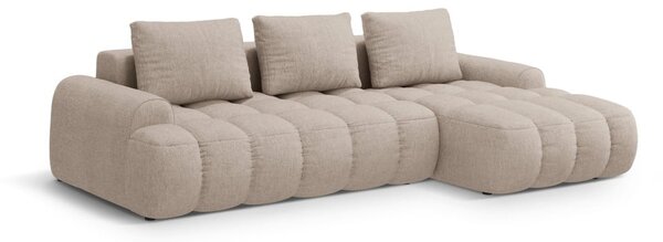 Jasnobrązowy rozkładany/ze schowkiem narożnik (prawostronny/z szezlongiem) Linz – Cosmopolitan Design