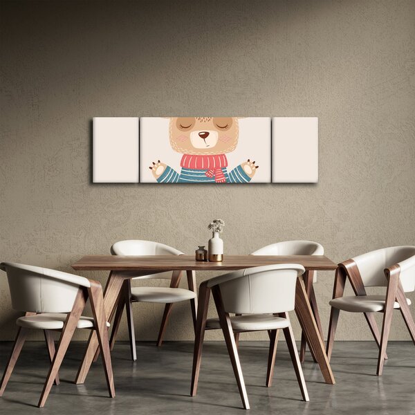 Obraz - Beżowy miś z koroną (170x50 cm)