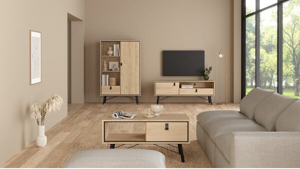 Szafka pod TV w dekorze dębu w naturalnym kolorze 150x60x40 cm Ry – Tvilum
