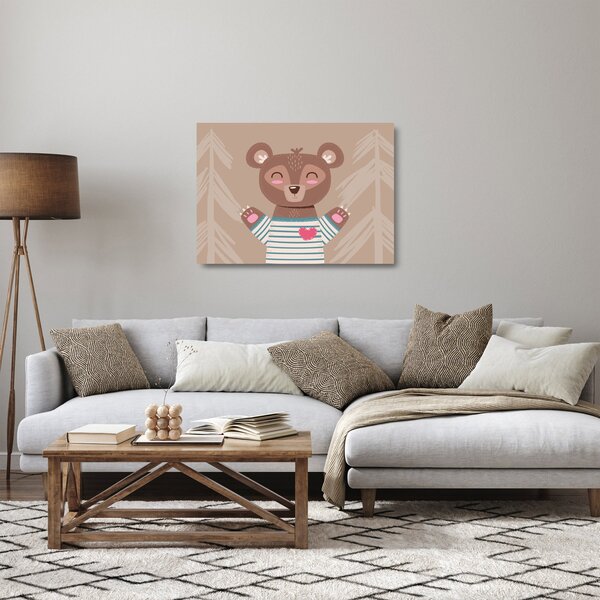 Obraz na szkle - Miś w koszulce w paski (70x50 cm)
